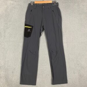 Salomon Wayfarer Pant Mens 34 Iron Gray Adjustable Waist Softshell Hiking